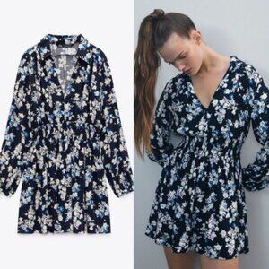 Zara Floral Print Elastic Waistband Dress - S
